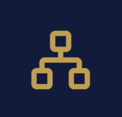 Icône de structure hiérarchique avec trois cases connectées