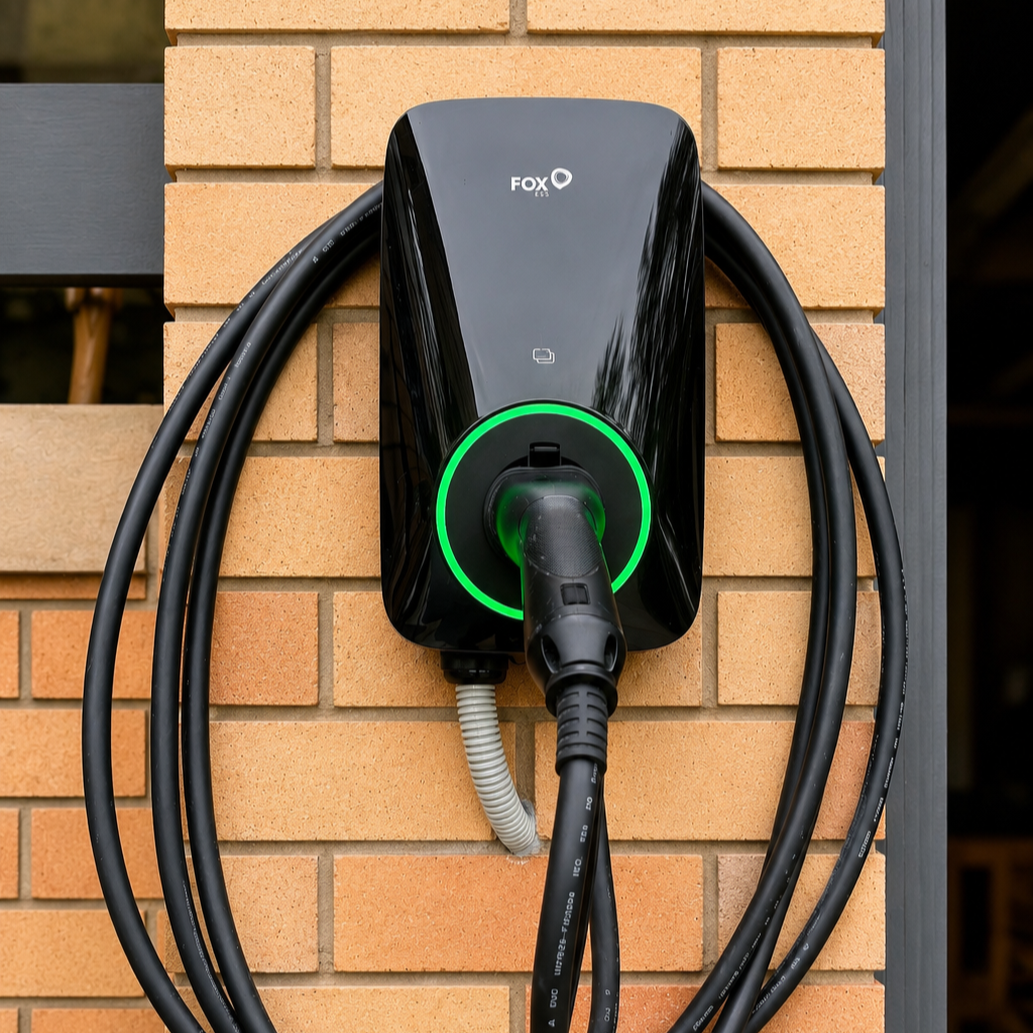 EV CHARGER - A sleek wall-mounted charging solution designed for homes, giving clients a simple, efficient, and convenient way to power their electric vehicle from the comfort of their own driveway.