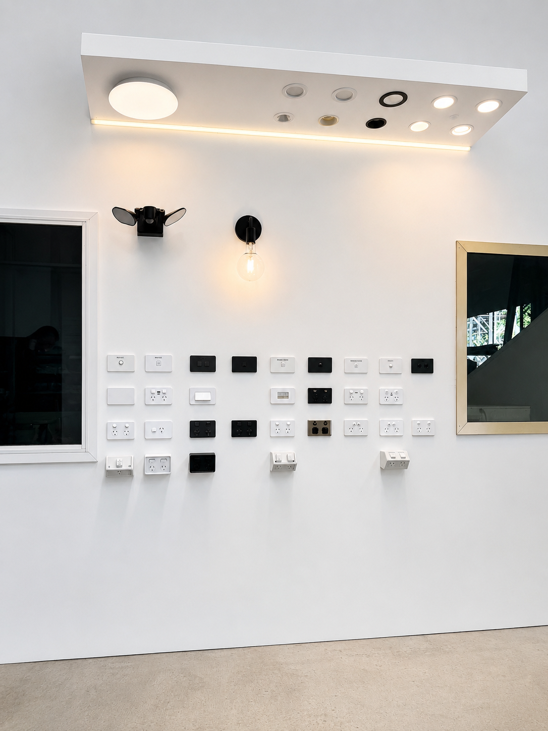THE FIT-OFF EXPERIENCE - A hands on display wall where builders and clients can visualise the final finish, explore fitting options, and feel the quality before installation begins.