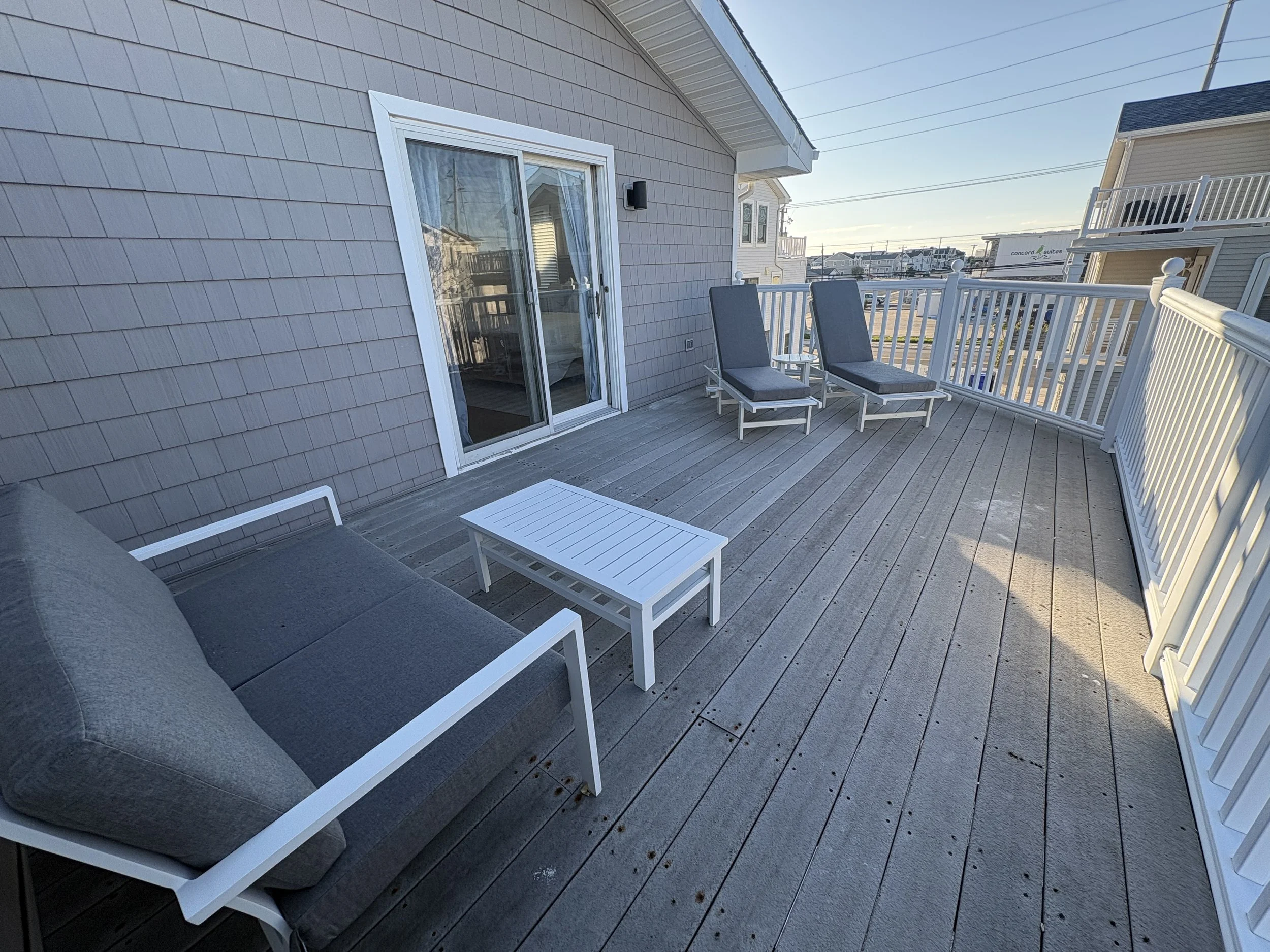 West-facing private deck off the master bedroom.