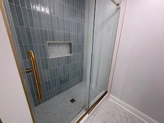 Master ensuite with double sink and private enclosed shower and lavatory.