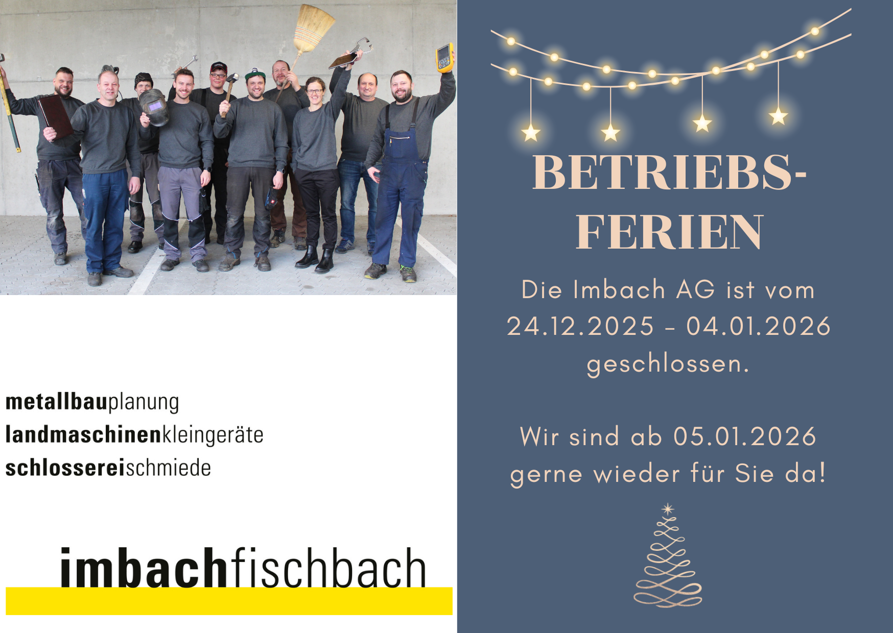Betriebsferien Weihnachten / Neujahr
