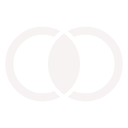 Two overlapping white circles on a black background.
