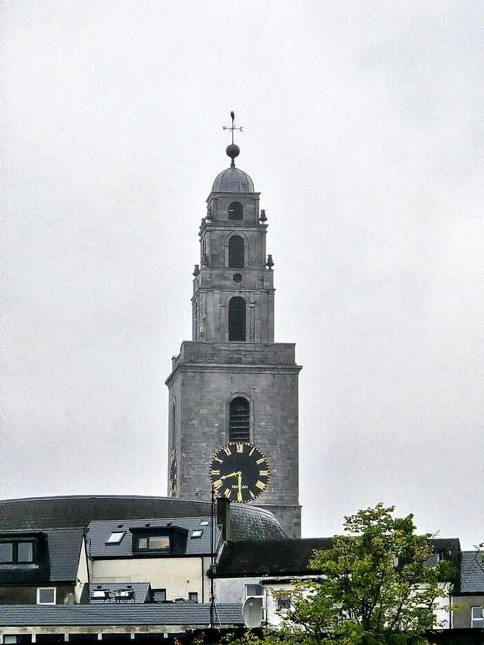 Close view of the Shandon Bells tower, home to the eight bells cast in Gloucester