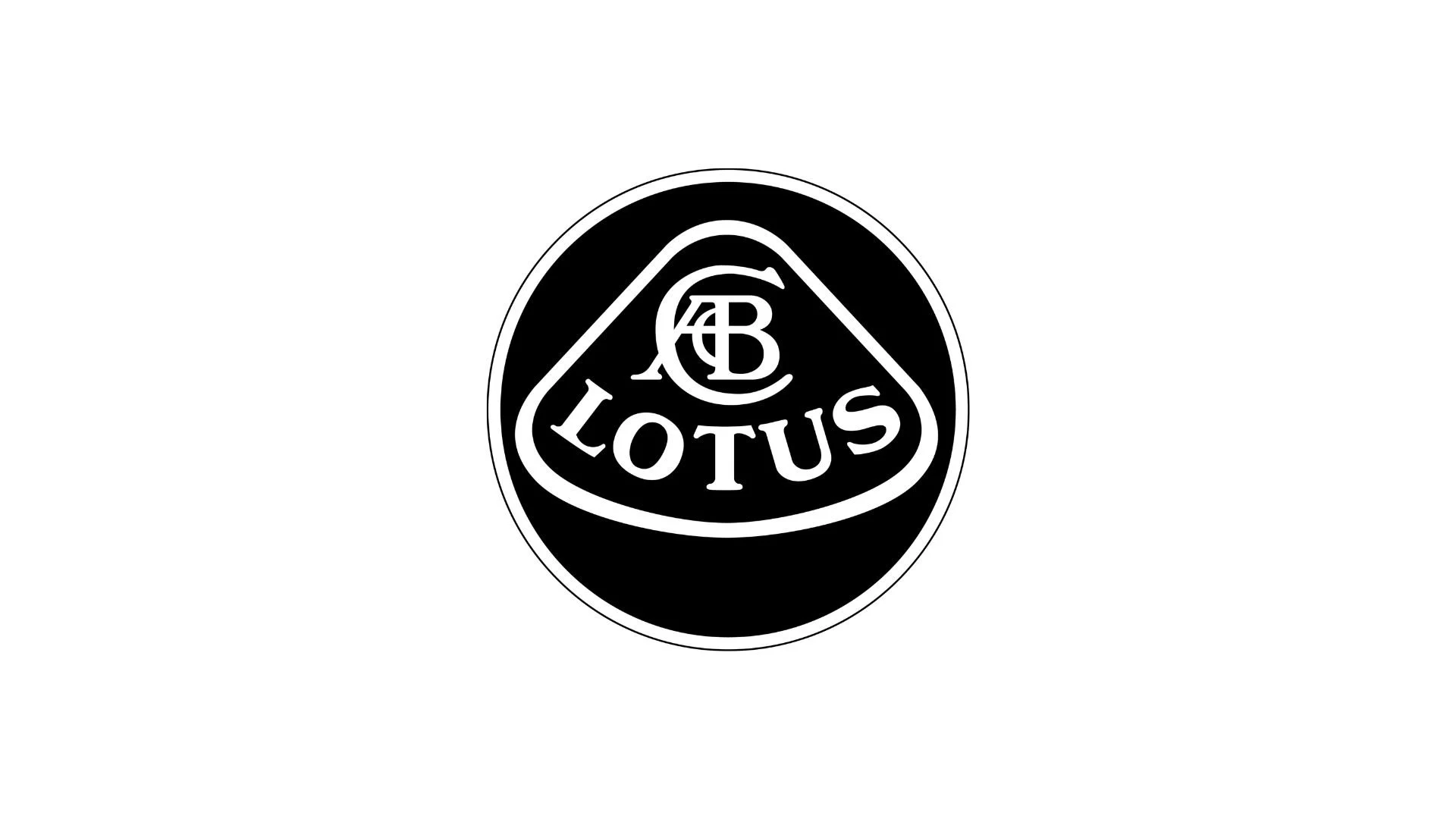 Schwarz-weißer Lotus-Logo mit dem Text 'LOTUS' und dem Buchstaben 'AB' in der Mitte