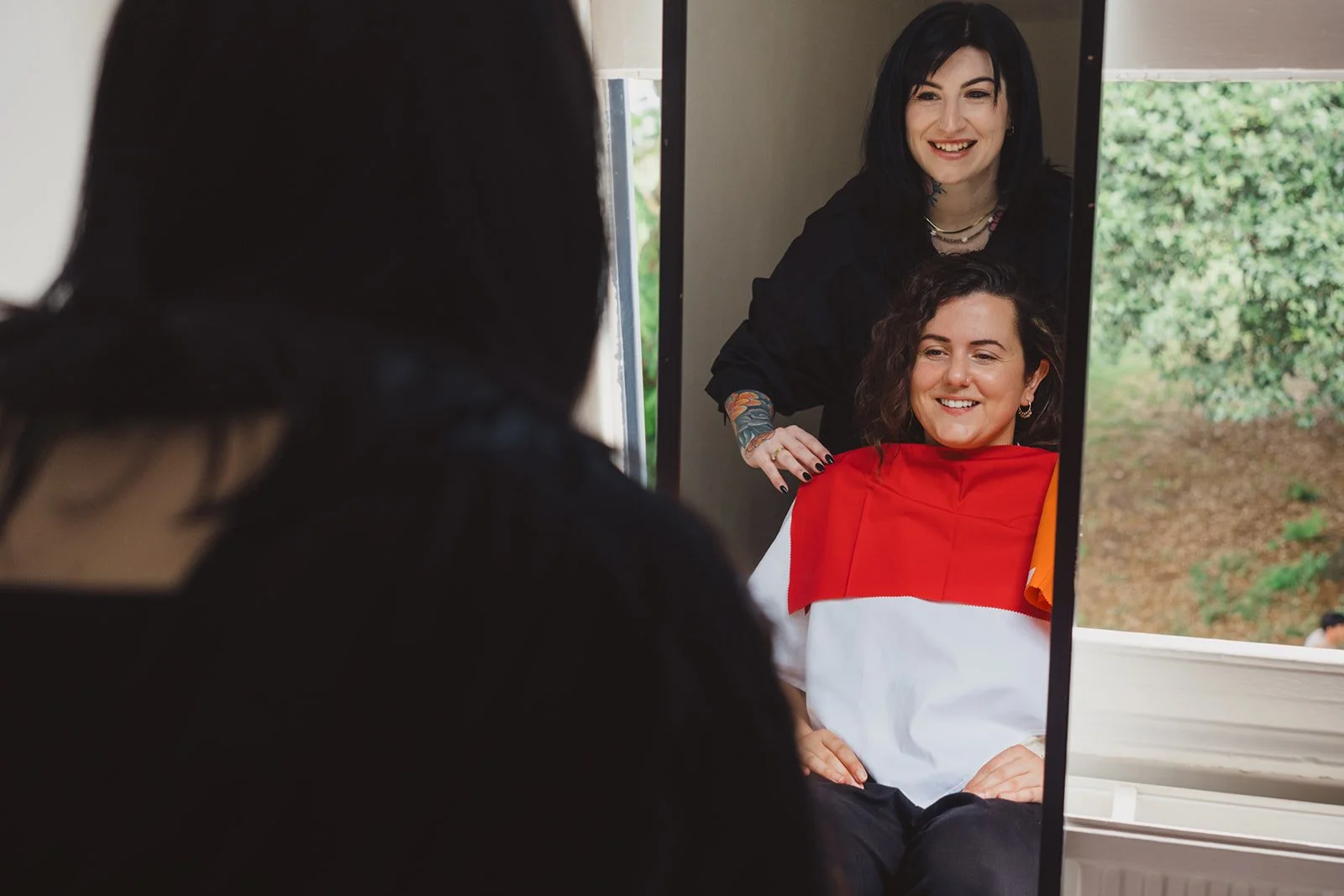 Personal stylist giving a client a colour analysis