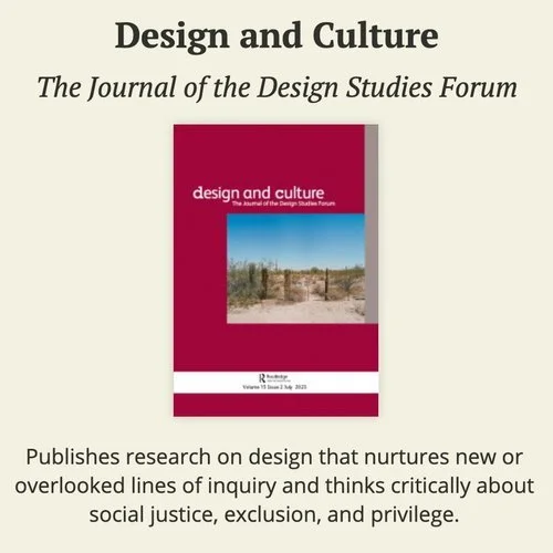 Thumbnail of journal cover alongside this text: "Design and Culture / The Journal of the Design Studies Forum."