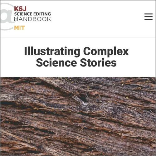 Screenshot of the KSJ Science Editing Handbook, with the title "Illustrating Complex Science Stories"