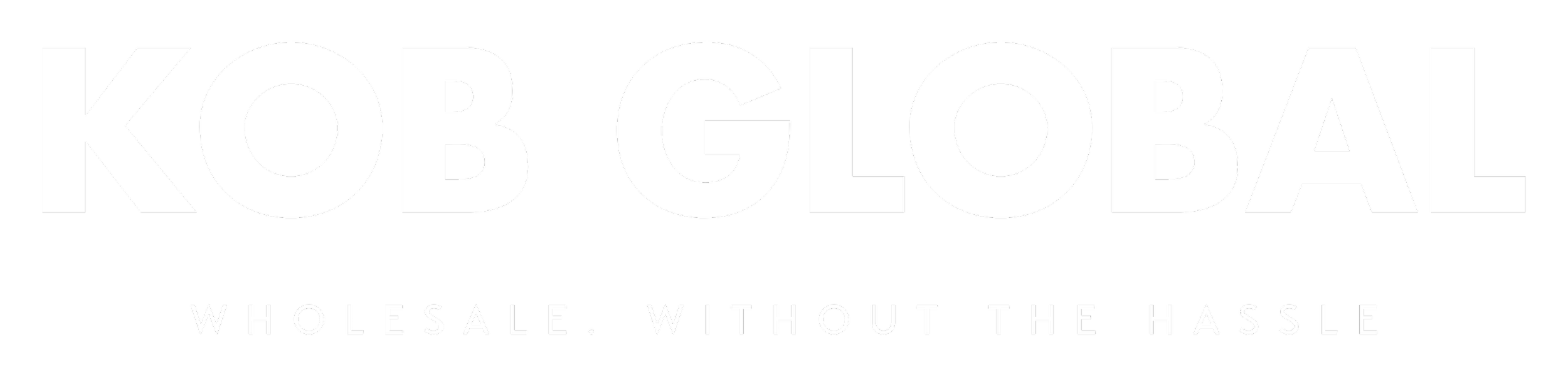 Logo for KOB Global with the tagline "Wholesale. Without the hassle" in black and white.