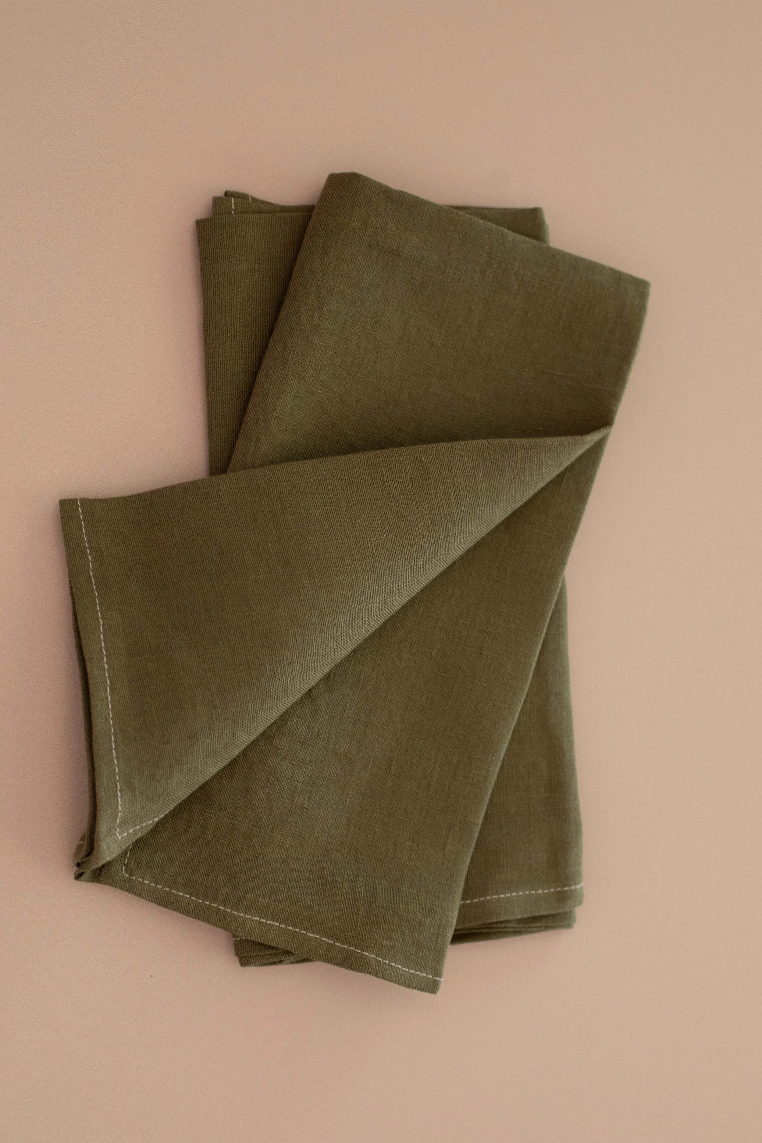 Olive Green Linen Napkins - Set of 2