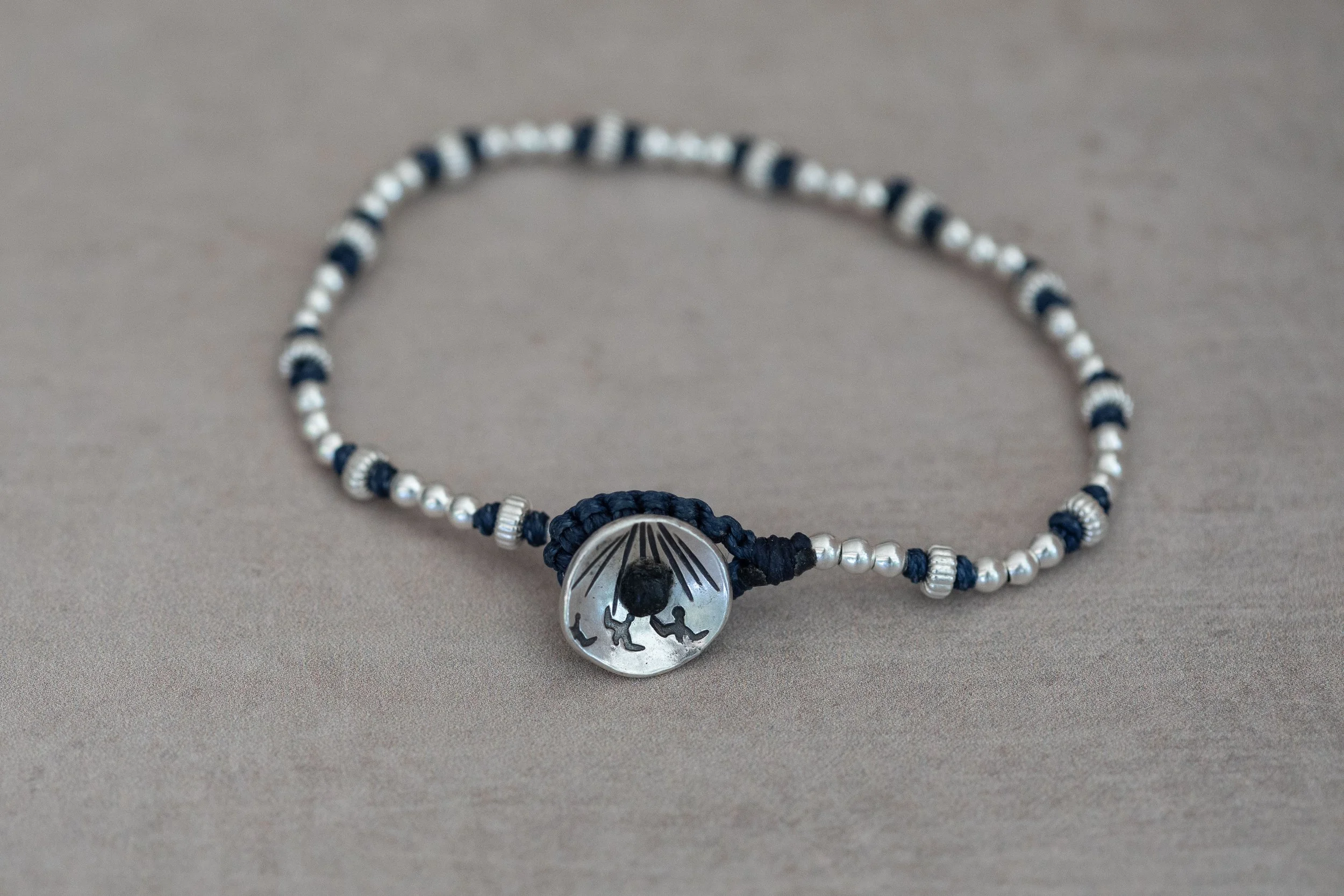Bird Detail Beaded Bracelet - Dark Blue