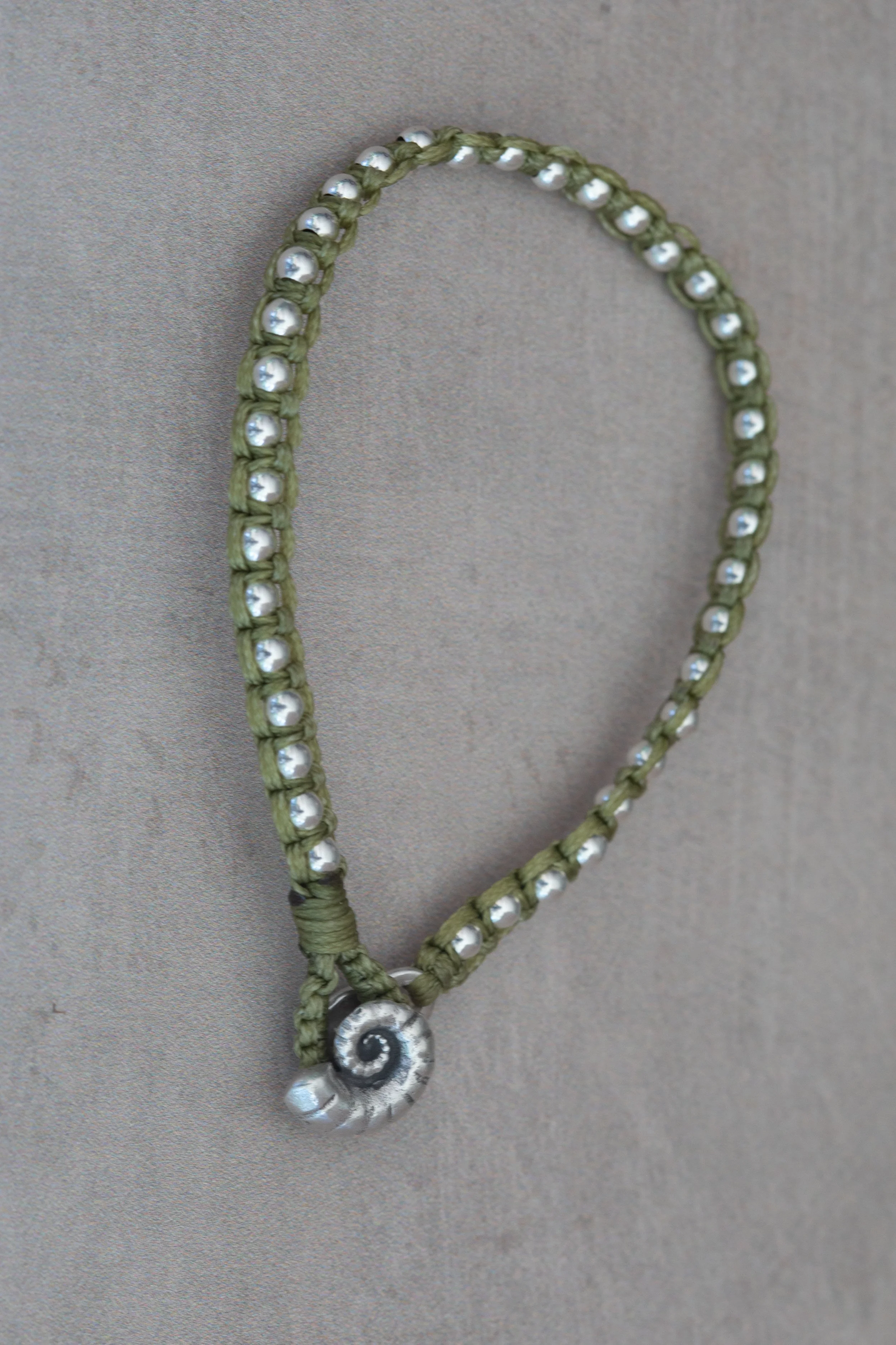 Spiral Detail Beaded Bracelet - Green