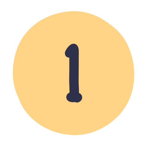 Number one inside a yellow circle.
