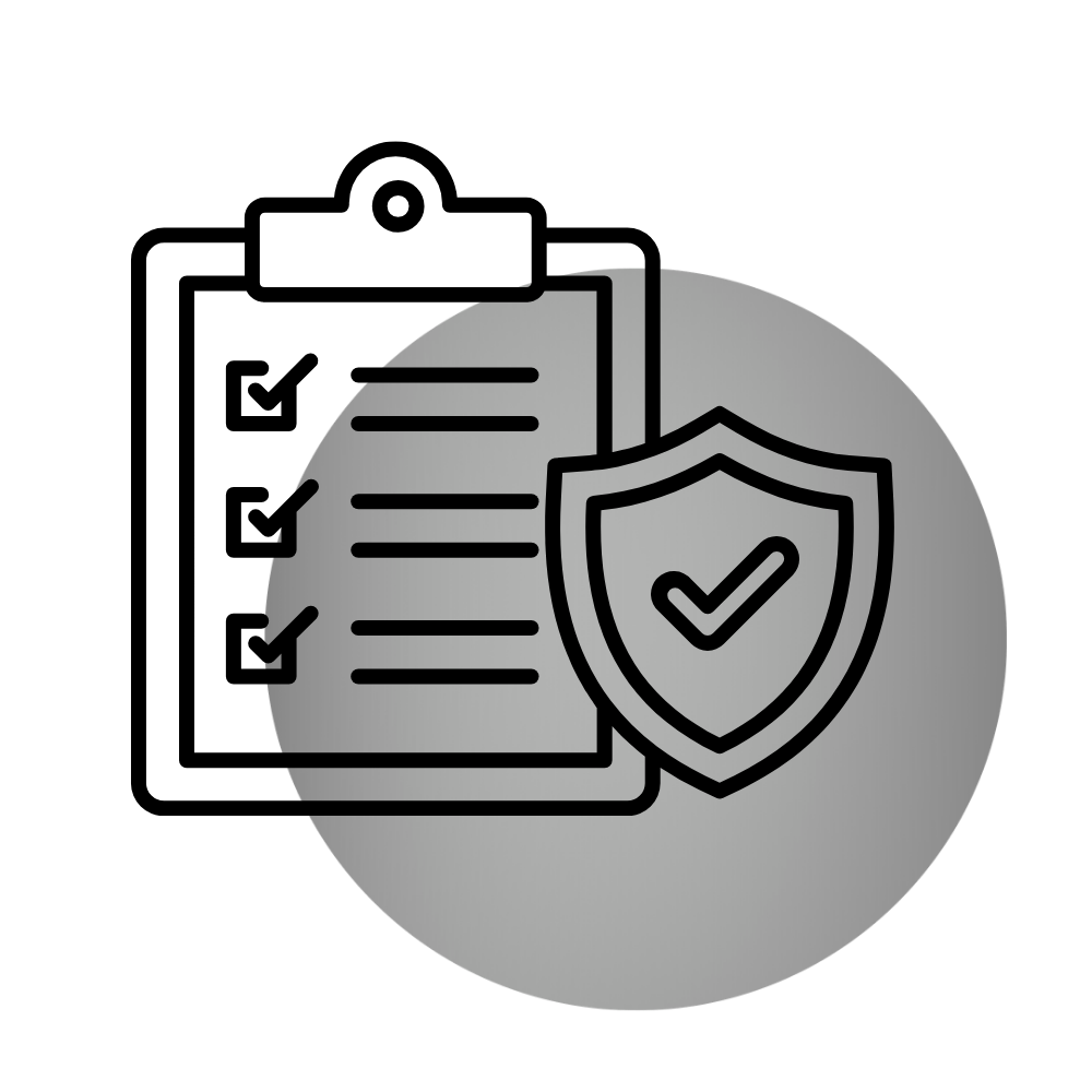Document with shield icon featuring a checkmark, symbolizing security or protection.