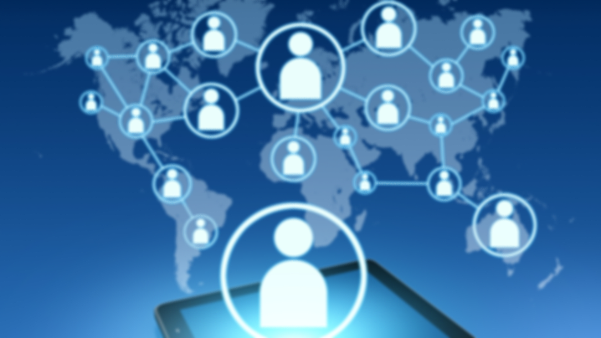 Digital illustration of a world map with interconnected user icons representing global online connectivity.