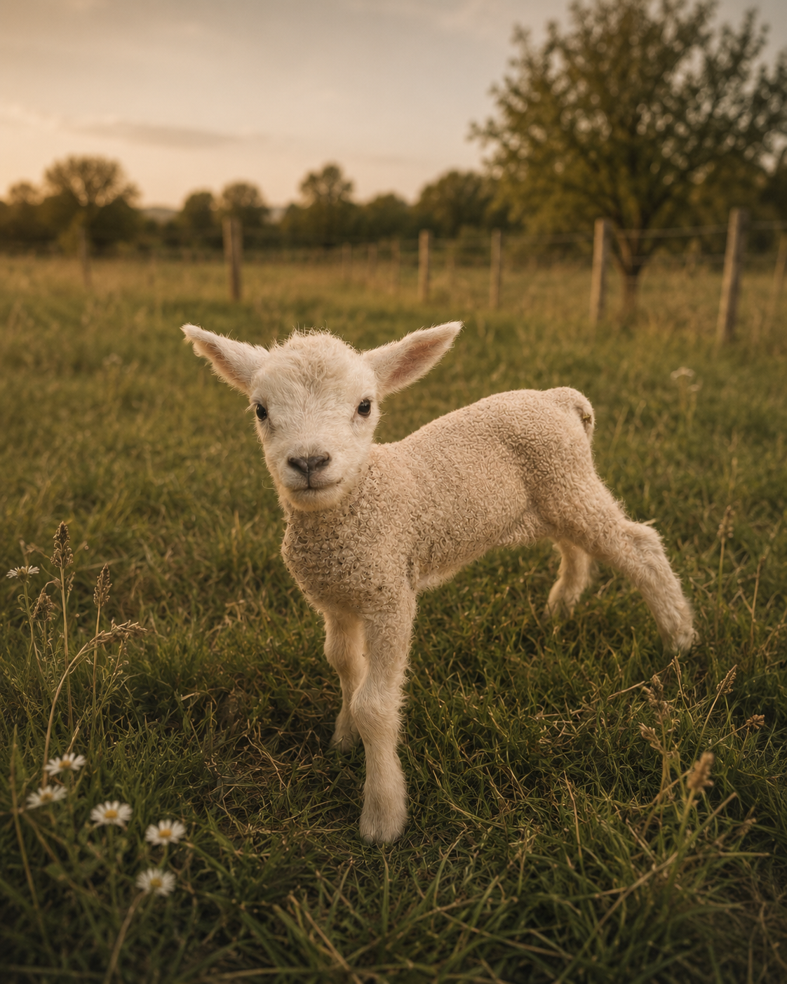 een lammetje geboren op de dufverranch