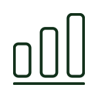 Simple green bar graph with four vertical bars of varying heights on a black background.