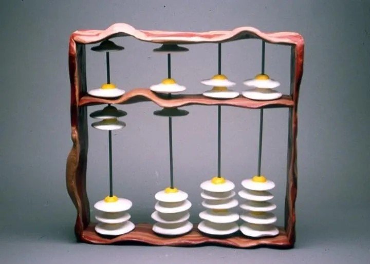 Bacon Her Eggs  24"x27"x5"  Mixed Media