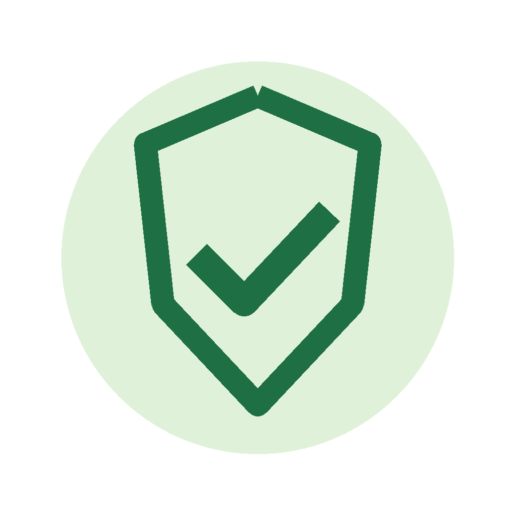 Icon of a shield with a checkmark inside, indicating security or protection.