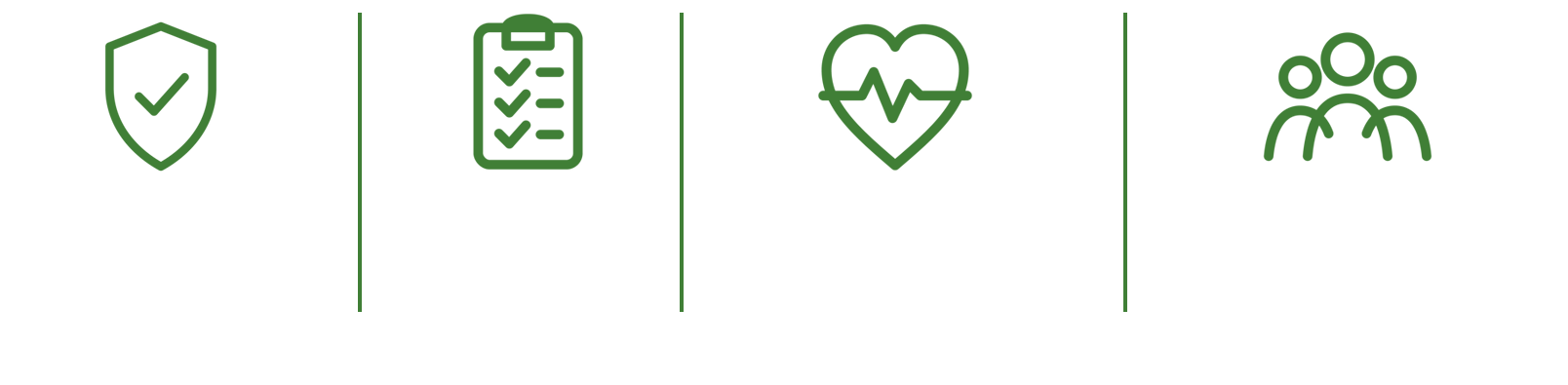 Icons with accompanying text emphasizing medical team experience, event tailoring, rapid response and care, and focus on safety and success.