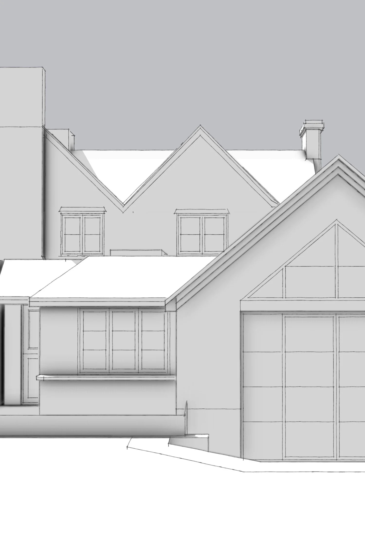 sketch design proposal of single storey residential rear extension in Oxfordshire