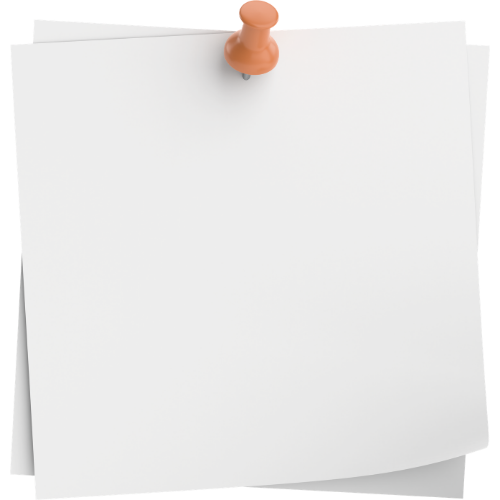A blank white sheet of paper pinned to a gray background with a pink thumbtack.