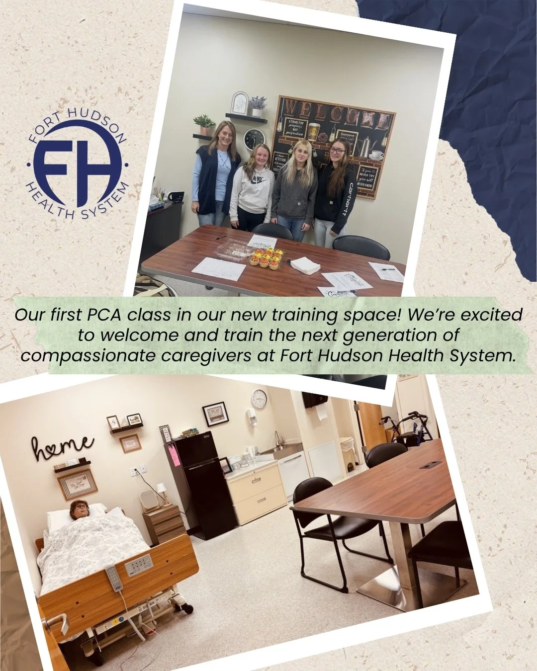 A new space, a new chapter! 🎉 We&rsquo;re excited to welcome our first PCA class to our new training space at Fort Hudson Health System. We&rsquo;re proud to support the next generation of caregivers as they build the skills and knowledge to make a 