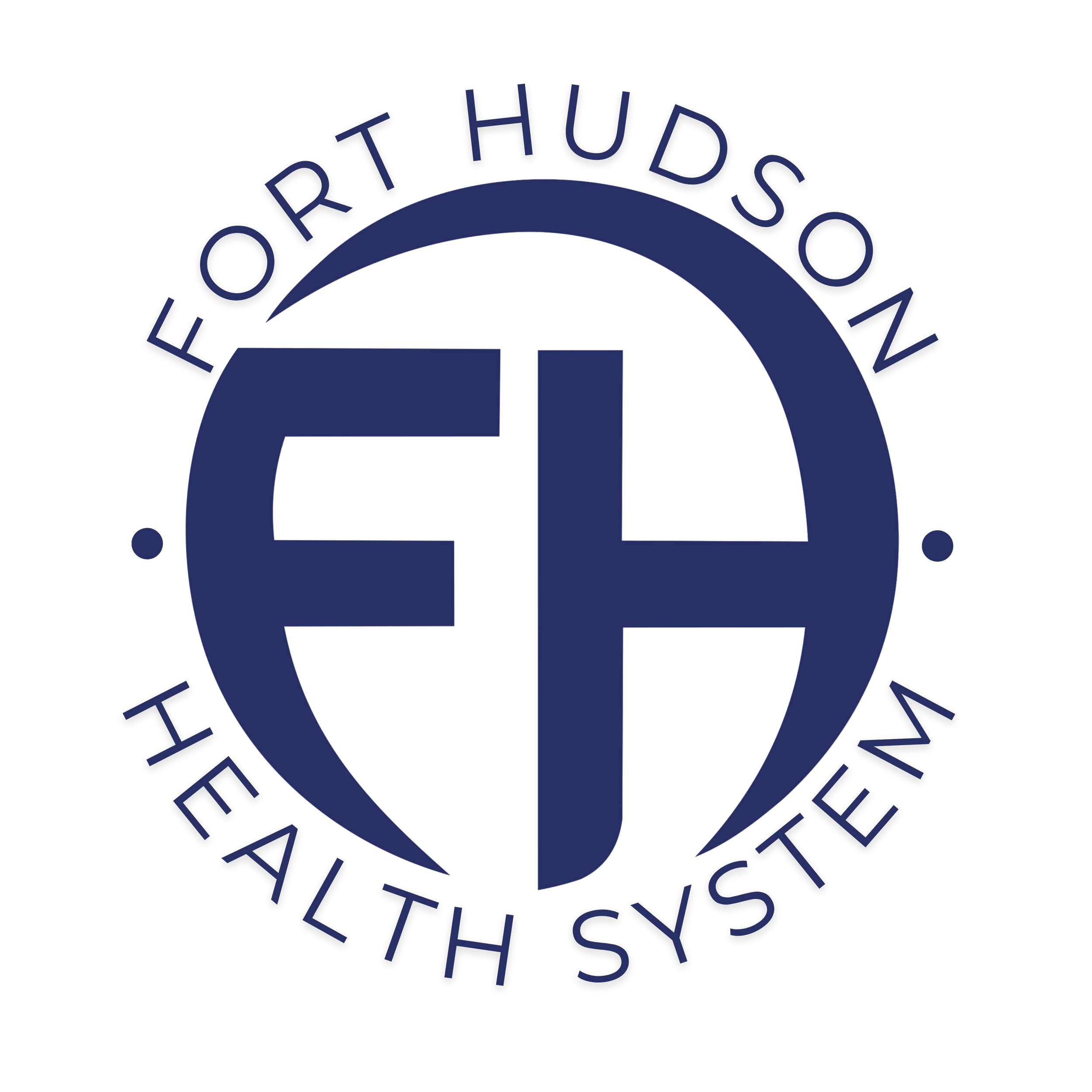 The logo features a stylized blue letter 'A' with a red underline, encircled by the words 'EORIT HUDSON' in dark blue capital letters, arranged in a circular fashion.