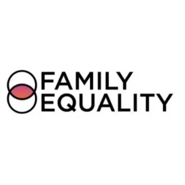 Family Equality logo with a stylized circle combining pink and black colors and the words "Family Equality" in bold black letters.