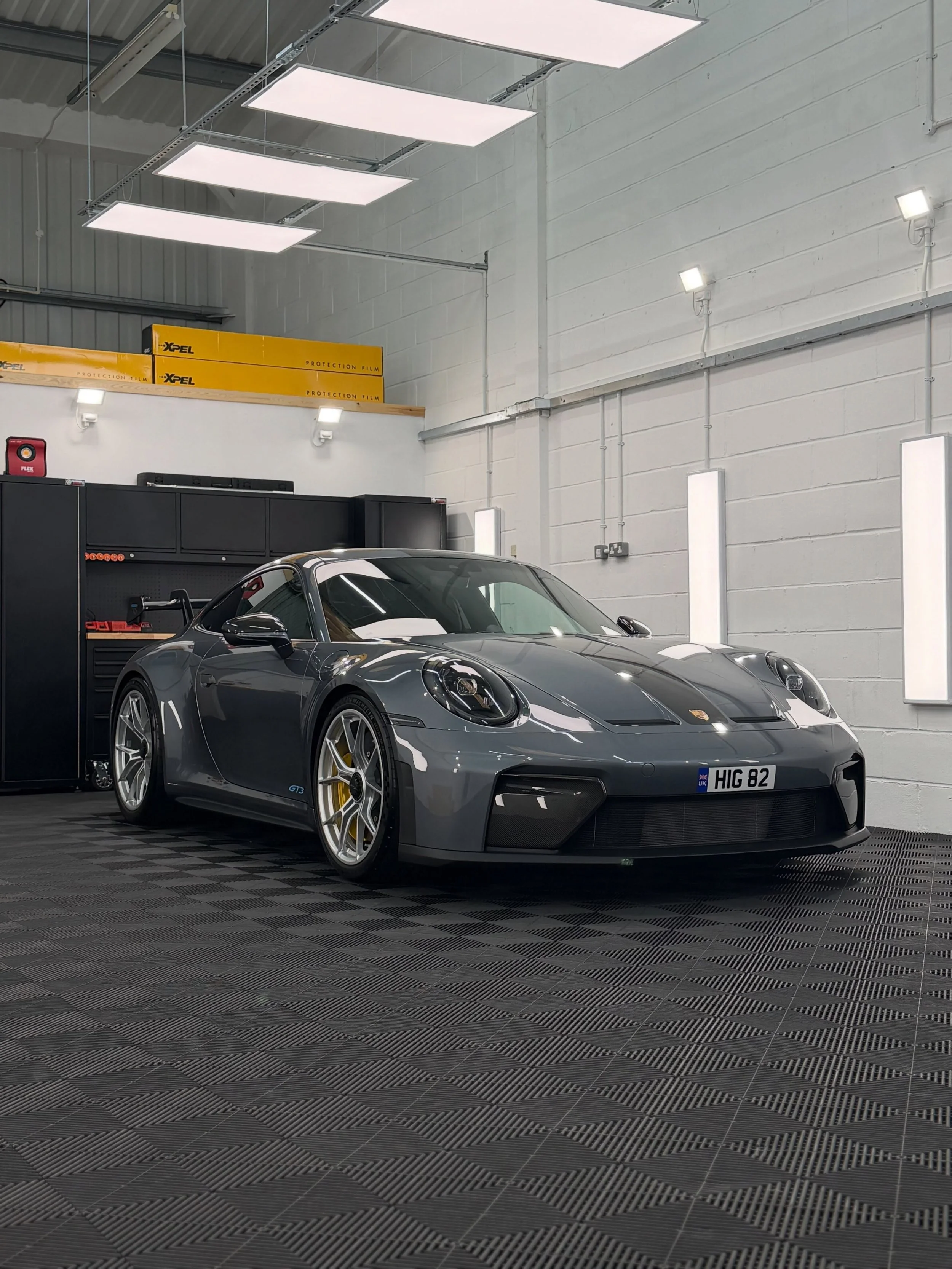 Porsche 911 GT3 992.2 in for Xpel Ultimate Plus Paint Protection Film installation. 

Installed with no compromises. We removed the rear lights and rear badging section to allow us to wrap the rear of the vehicle in a way that eliminates visible edge