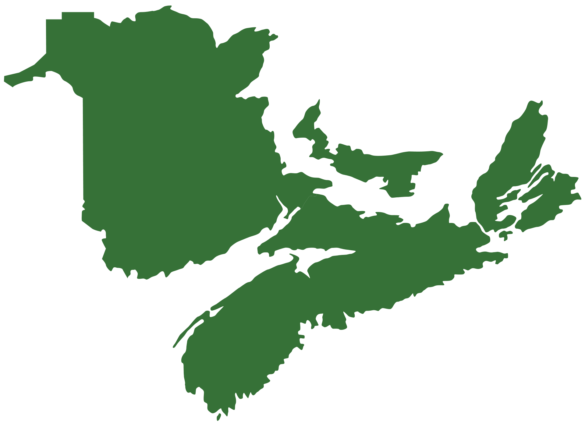 map of canada's maritime provinces in forest greena