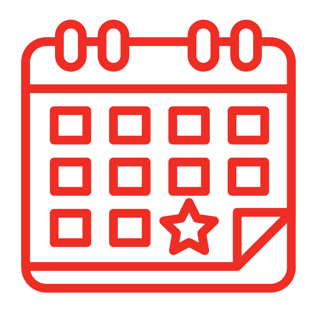 Establishes faster - Calendar icon with a star marker on a date.