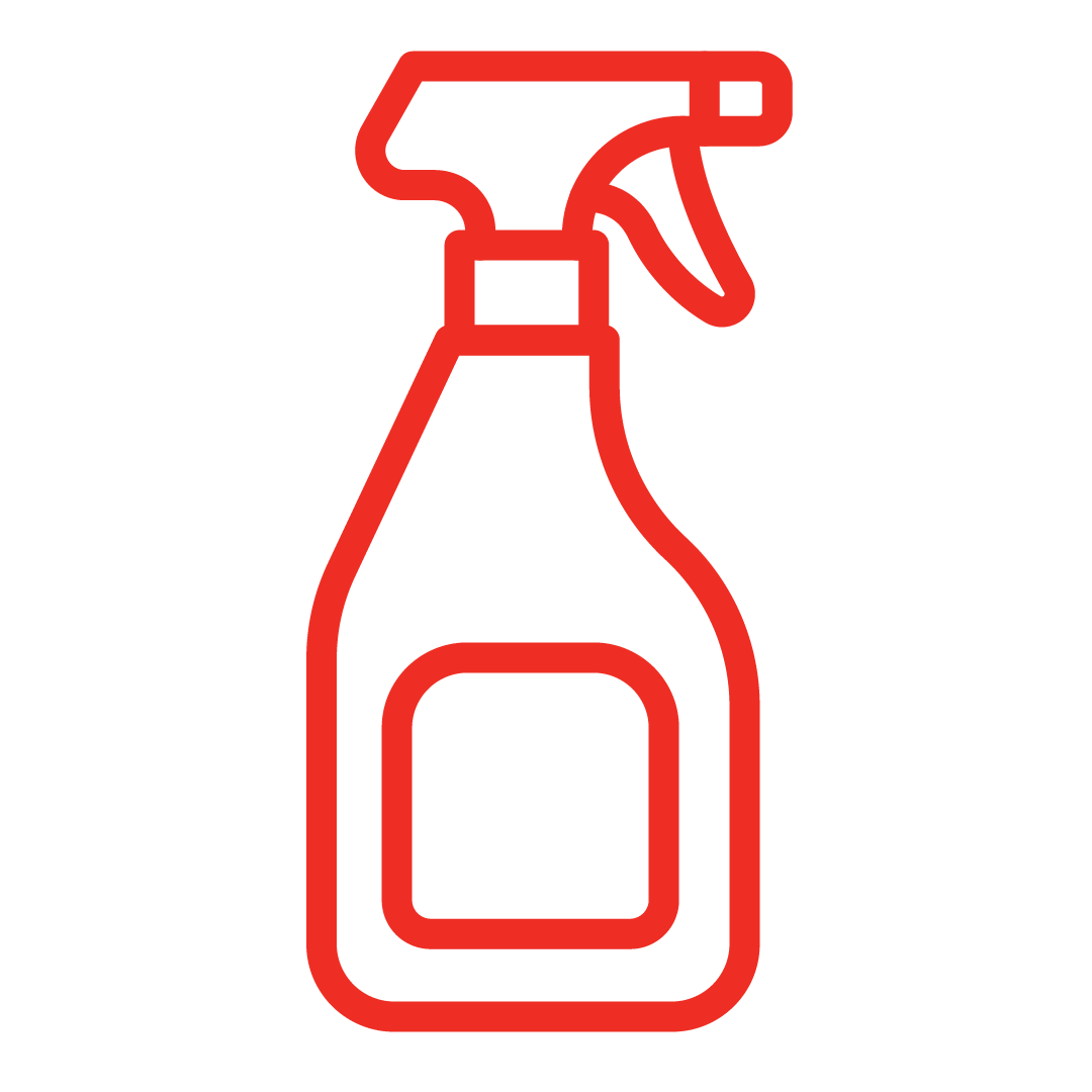 Natural Resilience - Red neon outline of a spray bottle.