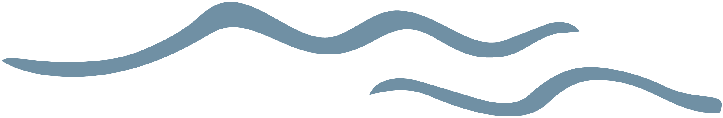 Three stylized blue waves