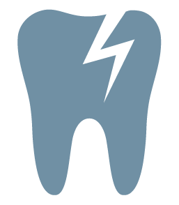 A large stylized tooth with a lightning bolt symbol in the center.