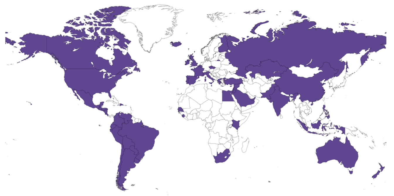 Map illustrating Zeitels global reach providng care worldwide