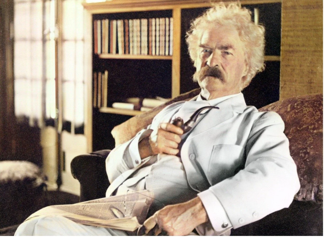 Samuel Clemens (Mark Twain) with a pipe