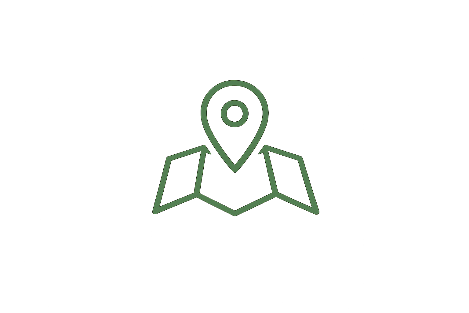 Symbol für Standort oder Navigation, bestehend aus einer Karte mit einem Markierungspunkt