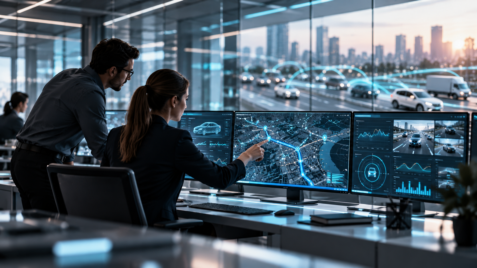 Mobility technology team analysing connected vehicle and transport data.