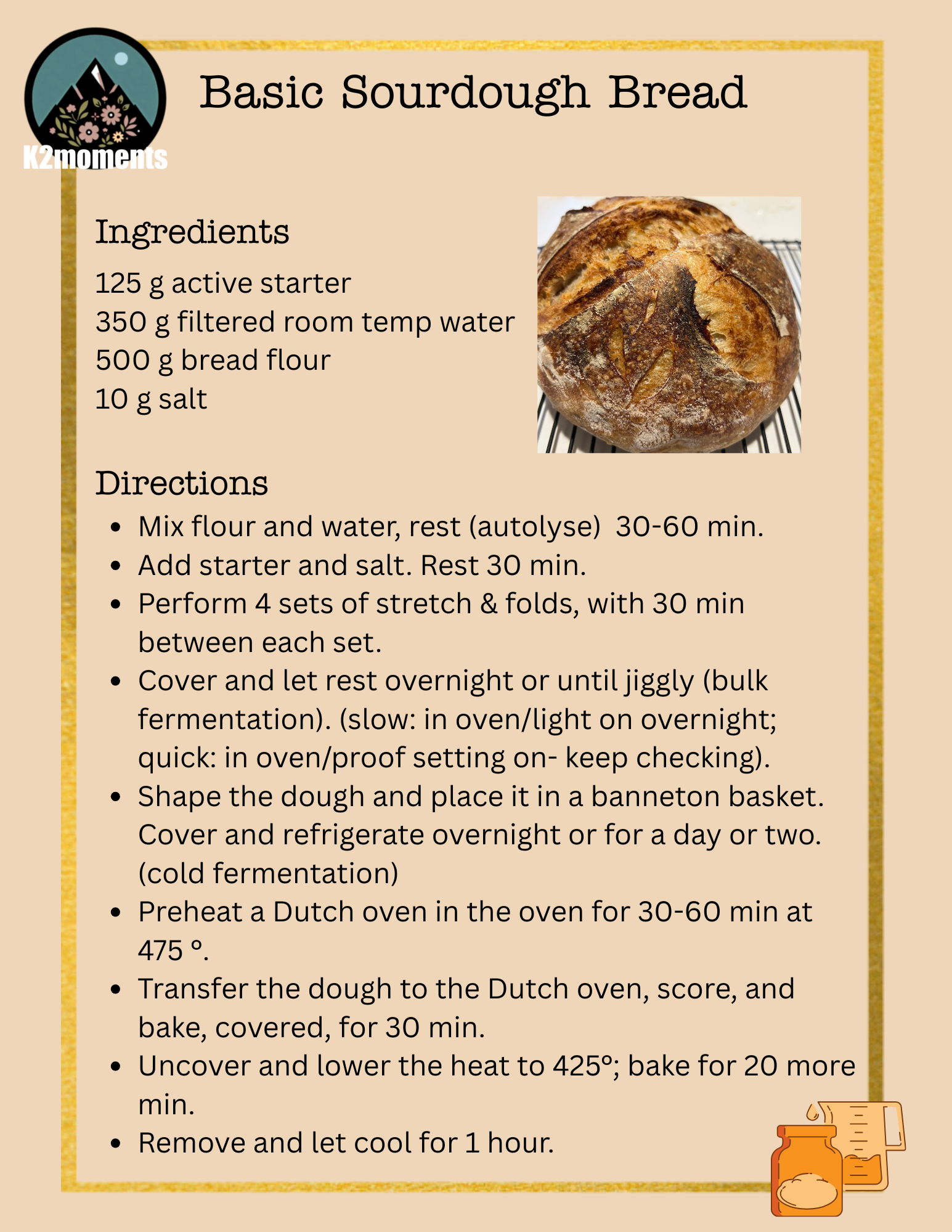 A recipe for sour dough bread.