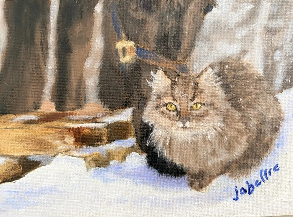 "Barn cat 2" Oil on linen panel, 5 x 7