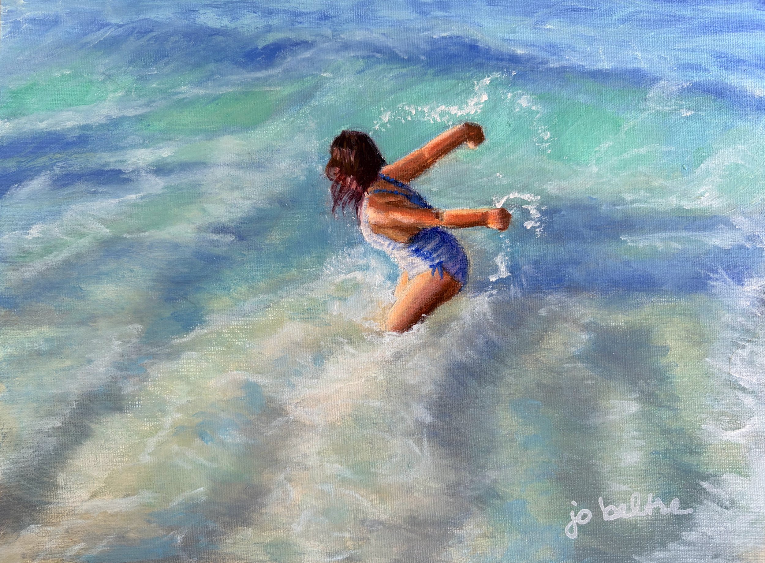 "Jumping waves" Oil on linen 12" x 12"