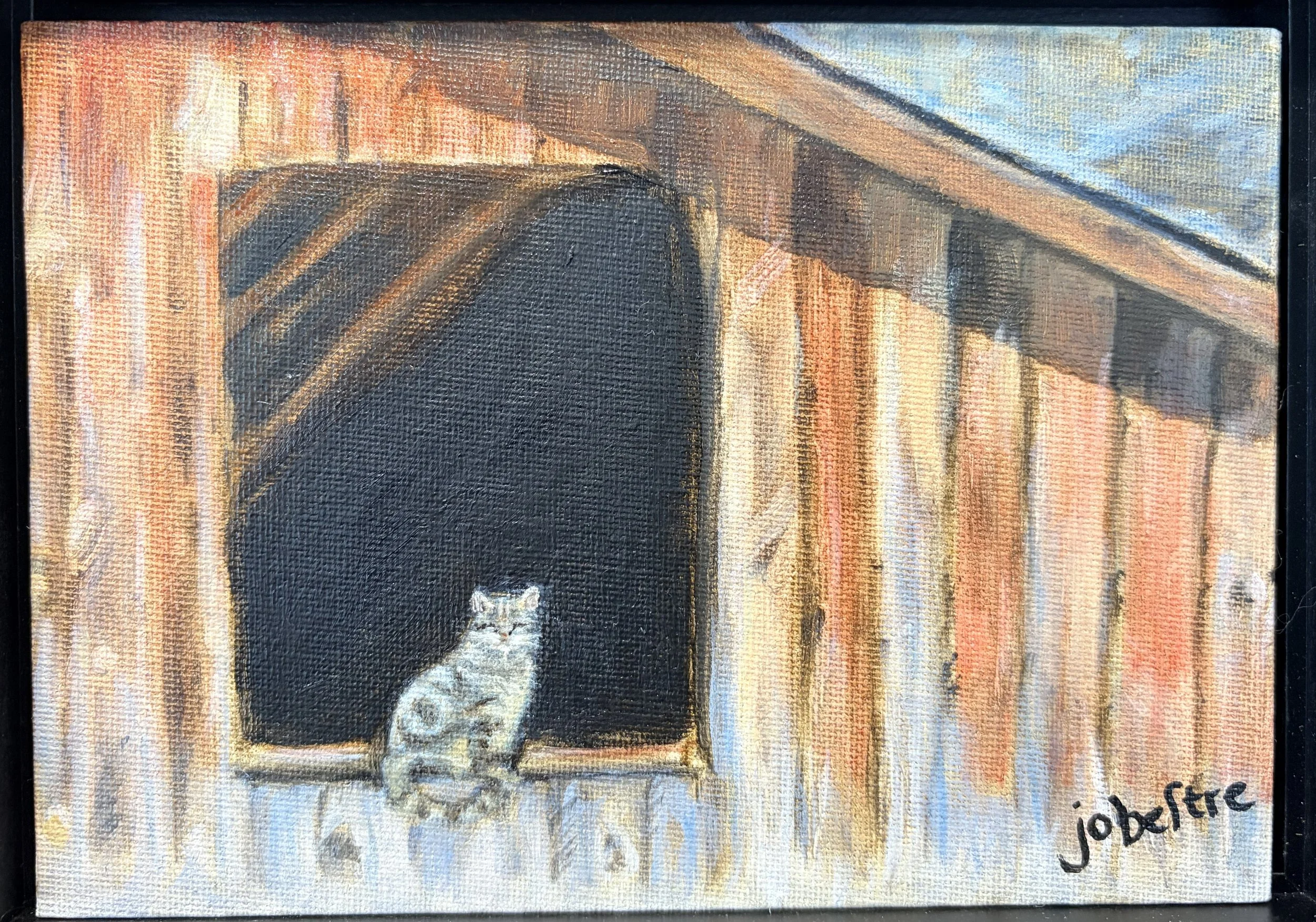 "Barn Cat" Oil on linen 5" x 7"