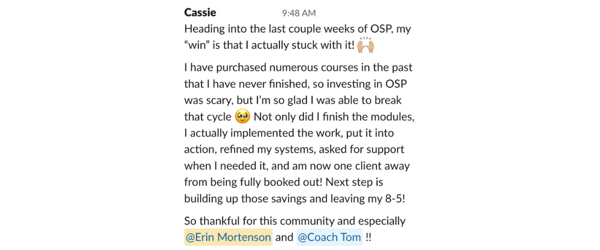 Student Testimonial for OSP