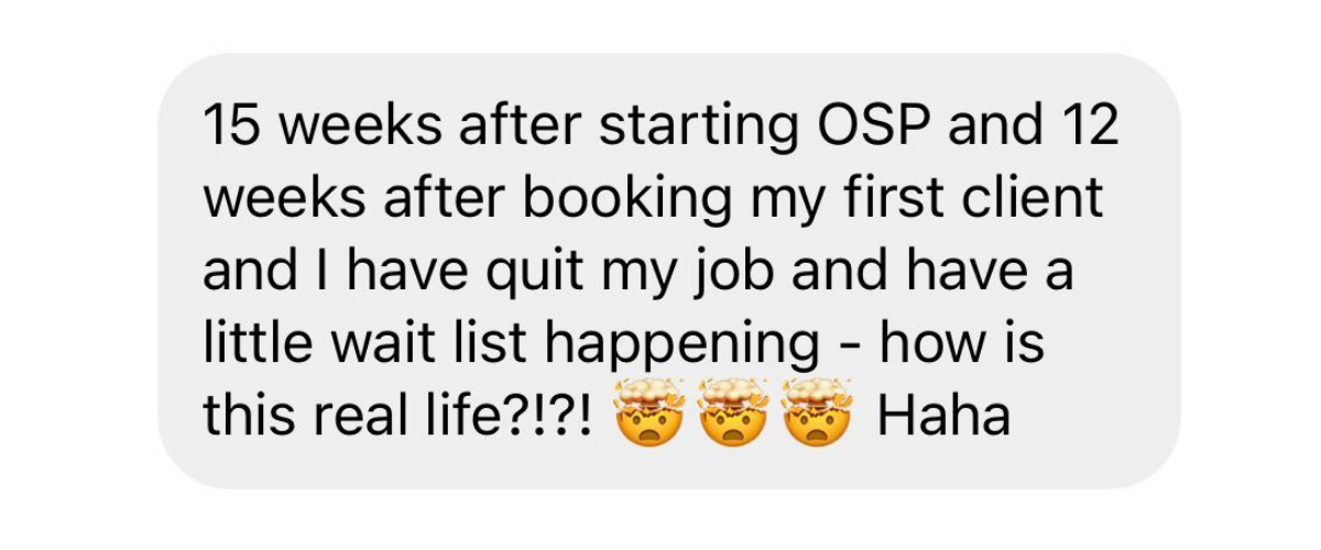 Student Testimonial detailing quitting their job shortly after joining the program