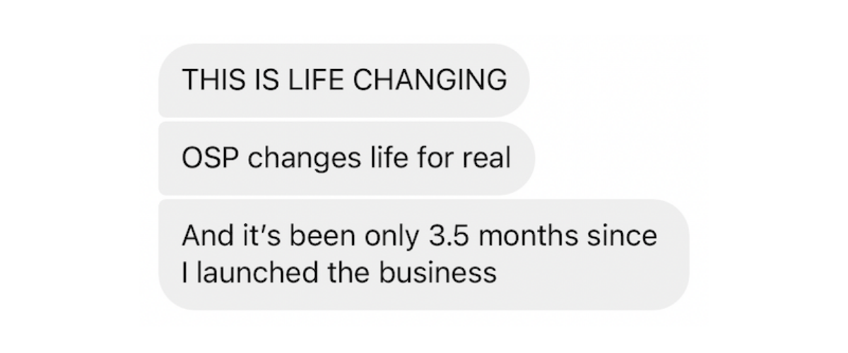 Student Testimonial detailing the life changing aspects of the course