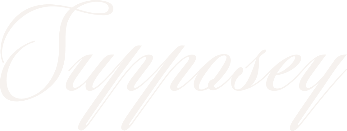 Elegant cursive logo of the word 'Supposey' in white on a black background.