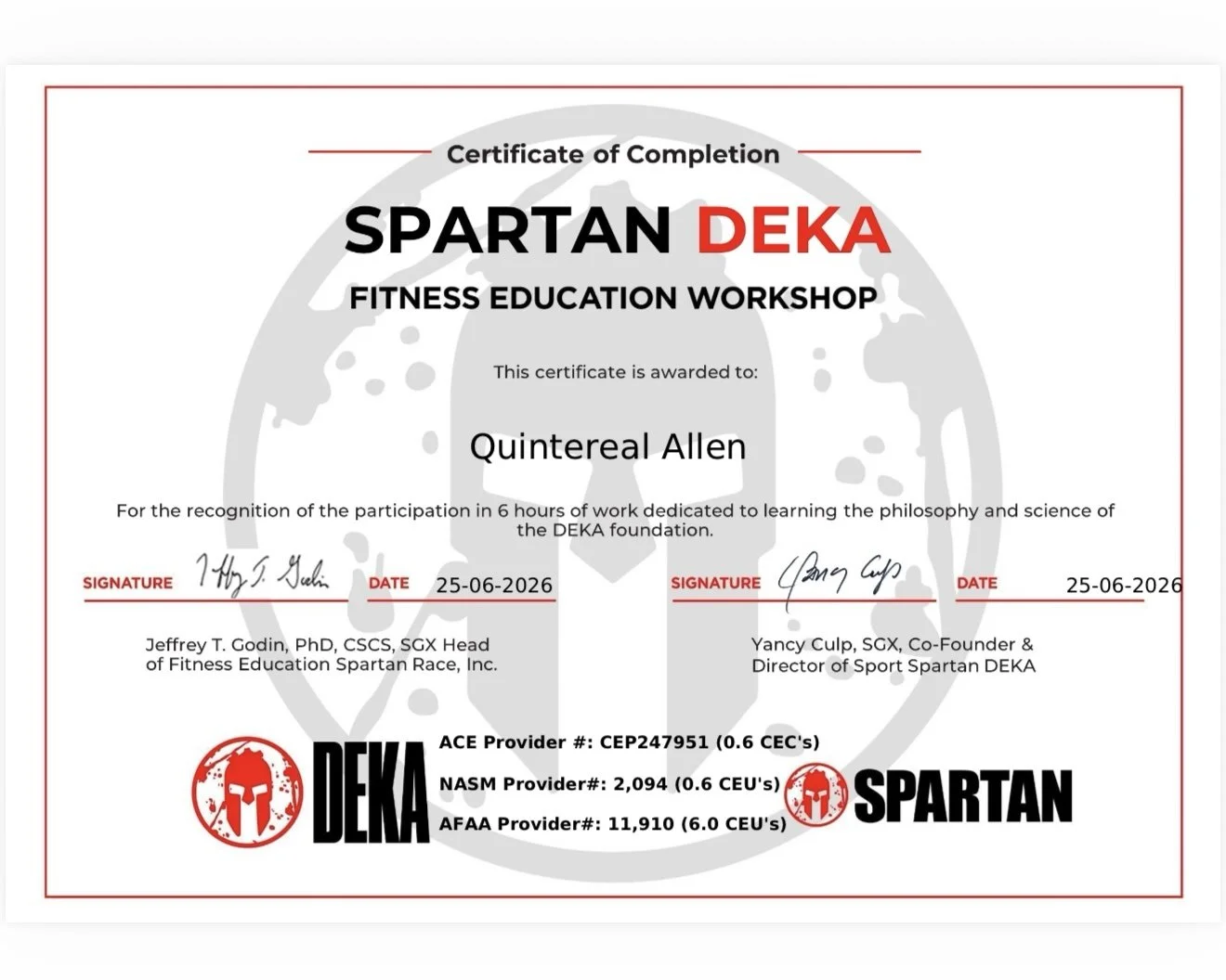 Spartan DEKA Fitness Education