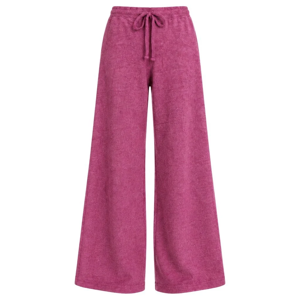 Zenana Hacci Palazzo Sweat Pant in Light Plum and Blue Grey