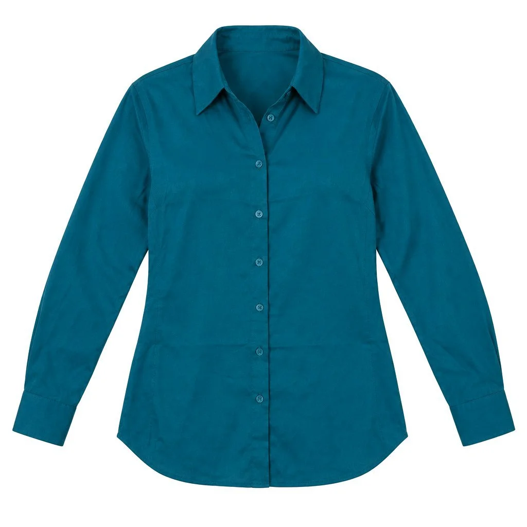 Zenana teal charmeuse shirt 1.jpg